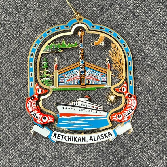Ketchikan Alaska Brass Ornament Painted - Picture 4 of 4